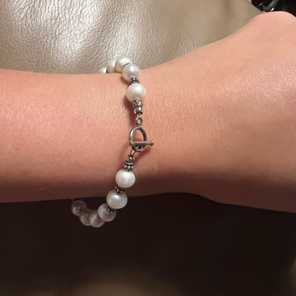 Handmade sterling silver & cultured pearl Bracelet